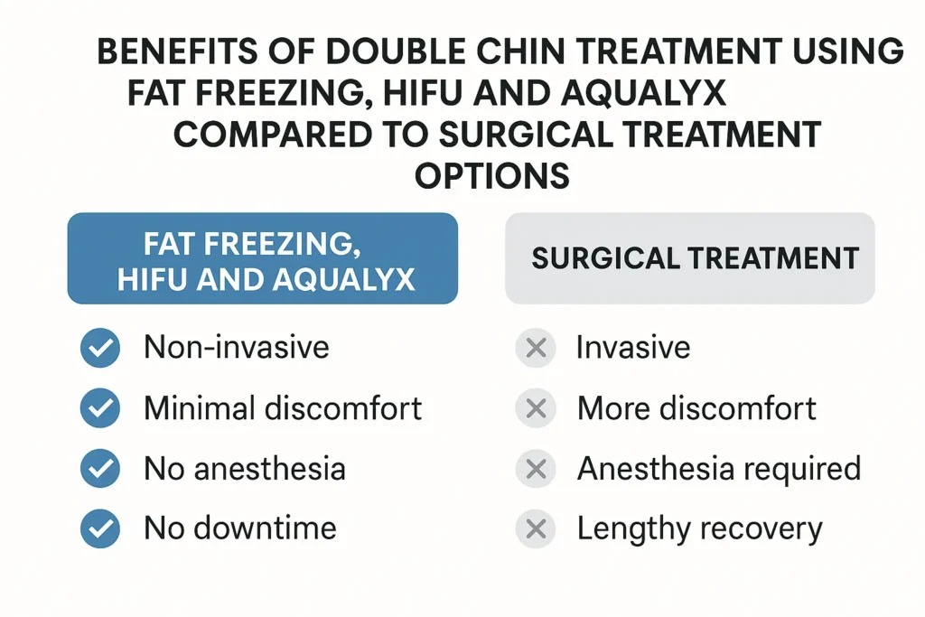 Graphic about the benefits of double chin treatment Merton - from LA LIPO