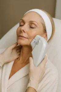 Woman receiving HIFU non surgical facelift treatment Merton